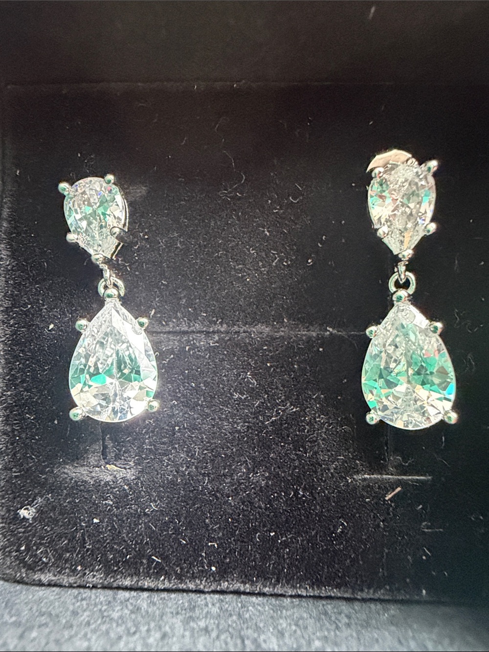 Dazzling Teardrop Moissanite Drop Earrings - Sterling Silver